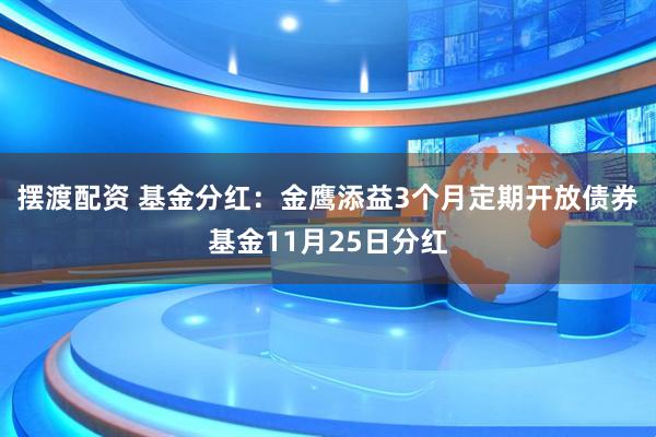 摆渡配资 基金分红：金鹰添益3个月定期开放债券基金11月25日分红